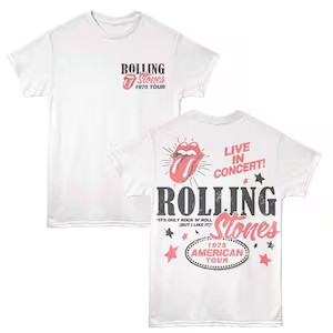 Camisa de Algodão Branca dos Rolling Stones, Com Design de Logo e Letras, para Eventos de Concertos e Dia - a - Dia