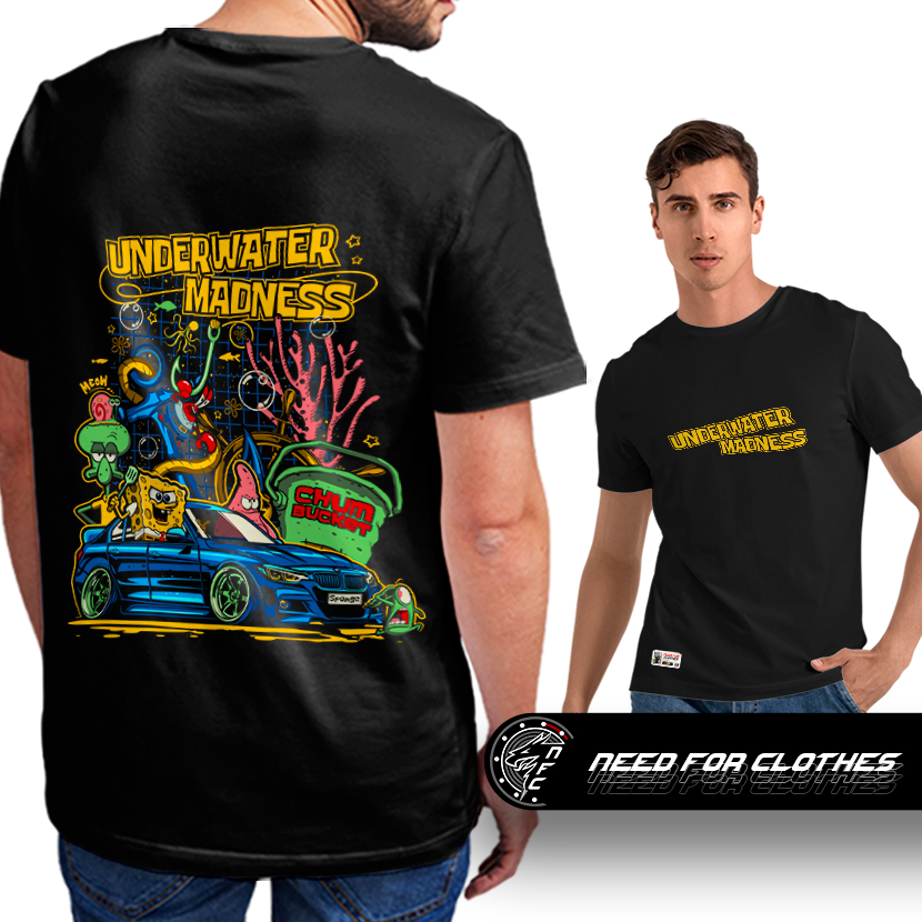 Camiseta Sedan Turbo BMW 320i F30 Bob Esponja Underwater Madness Drift Culture