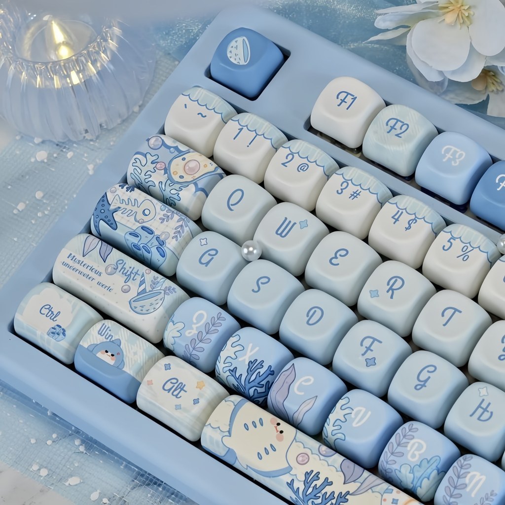 Keycaps PBT The Underwater World Perfil MOA Sublimação 5 Lados para Teclado Mecânico Switch MX