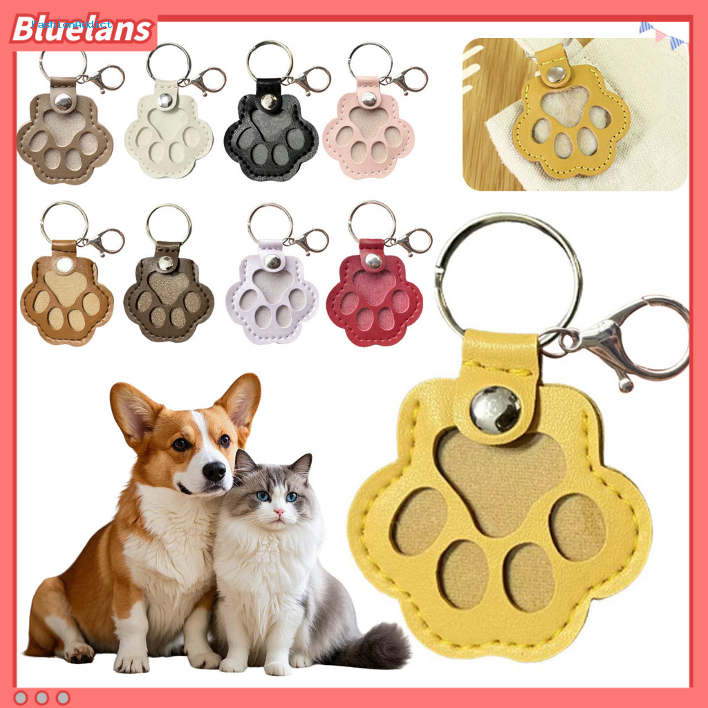 Faux Leather Pet Paw Keychain Hair Keepsake Dog Cat Shape Memorial Pendant with Keyring Storage Charm for Bag Purse Gift