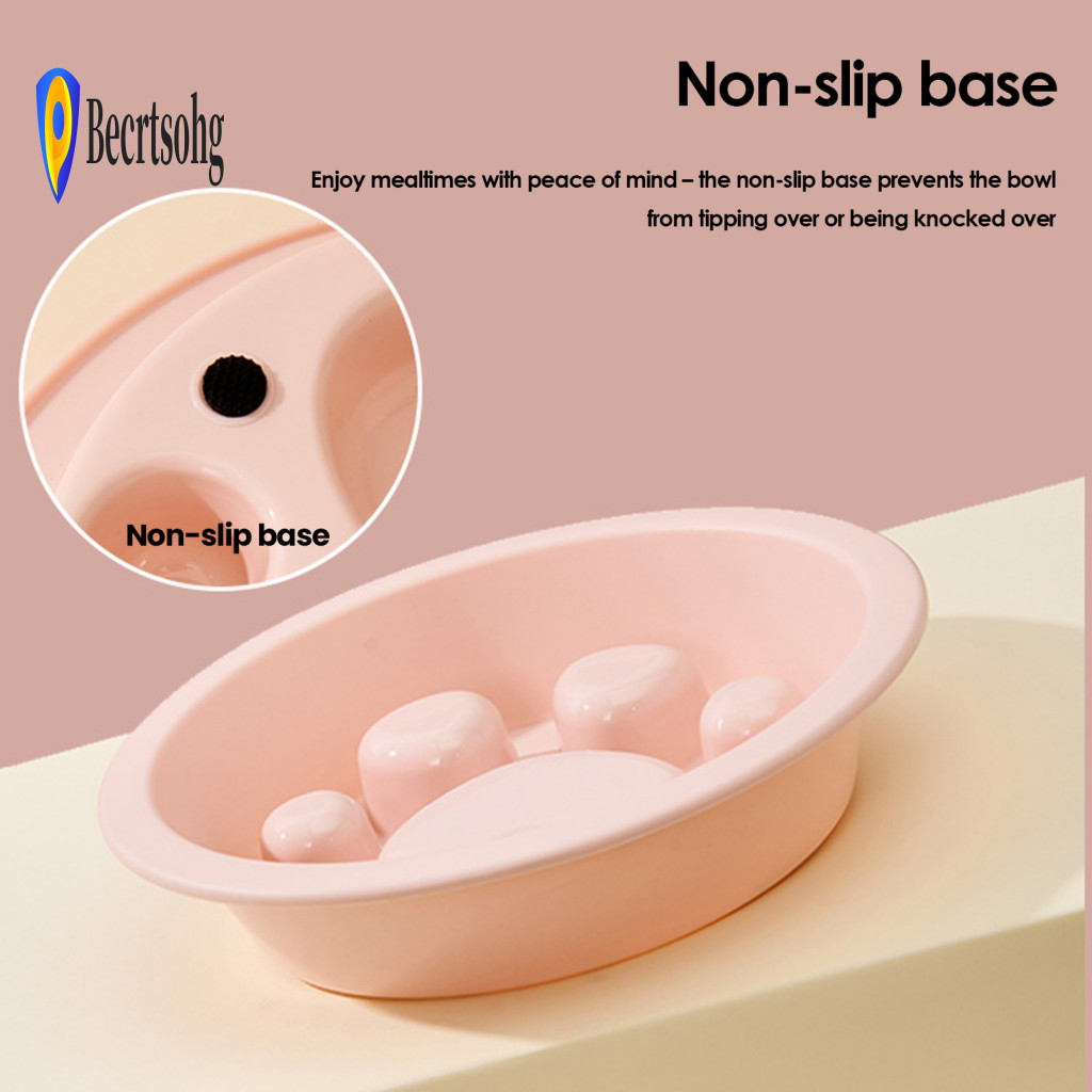 Pet Slow Feeder Bowl Eating Dog Non-slip Food Dish with Raised Paw Print Design Anti-choke for Cats and for Healthy