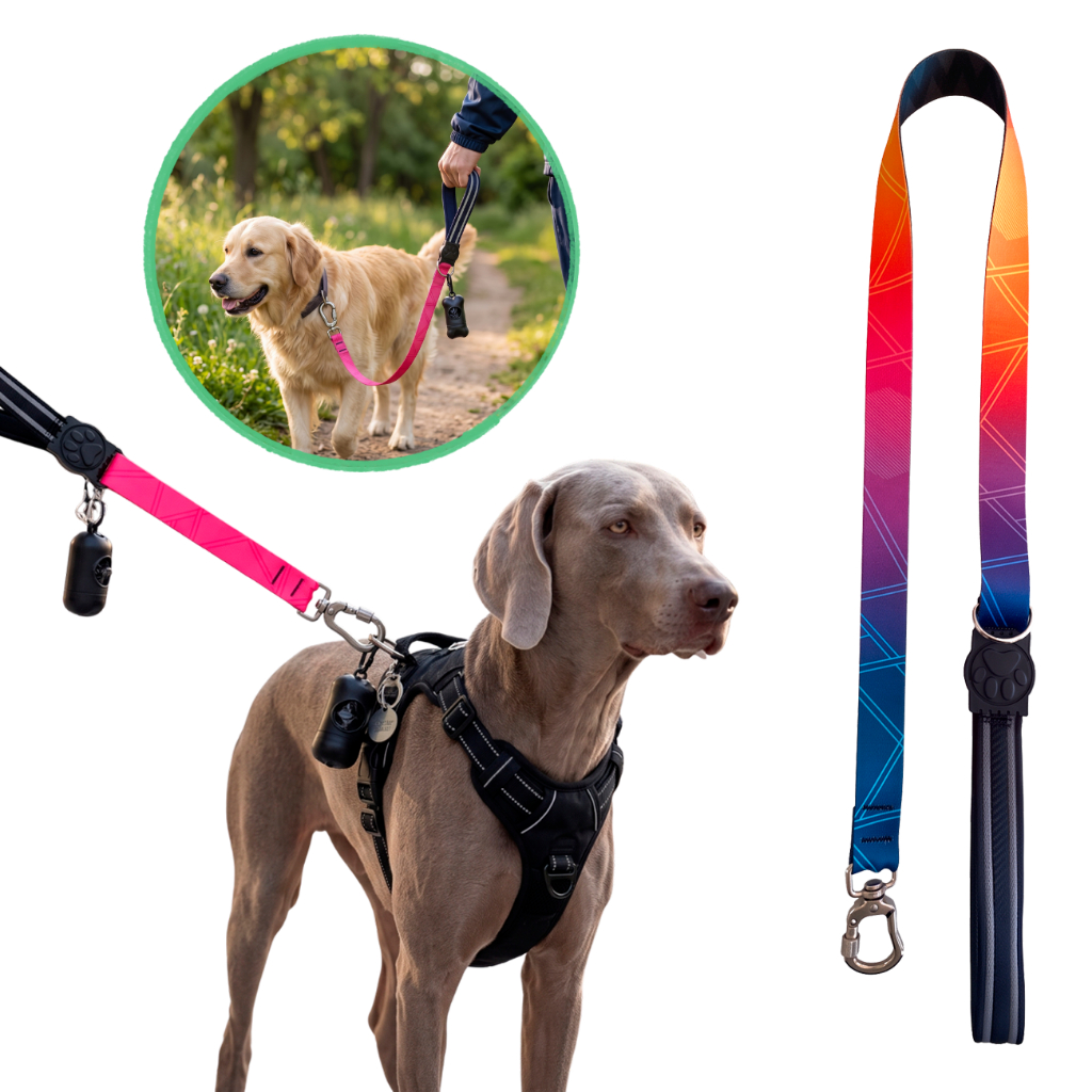 Guia Para Cachorro Passeio 1 Metro Comfort Seda Premium Com Mosquetão Trava De Segurança Reforçada Cães Adestramento