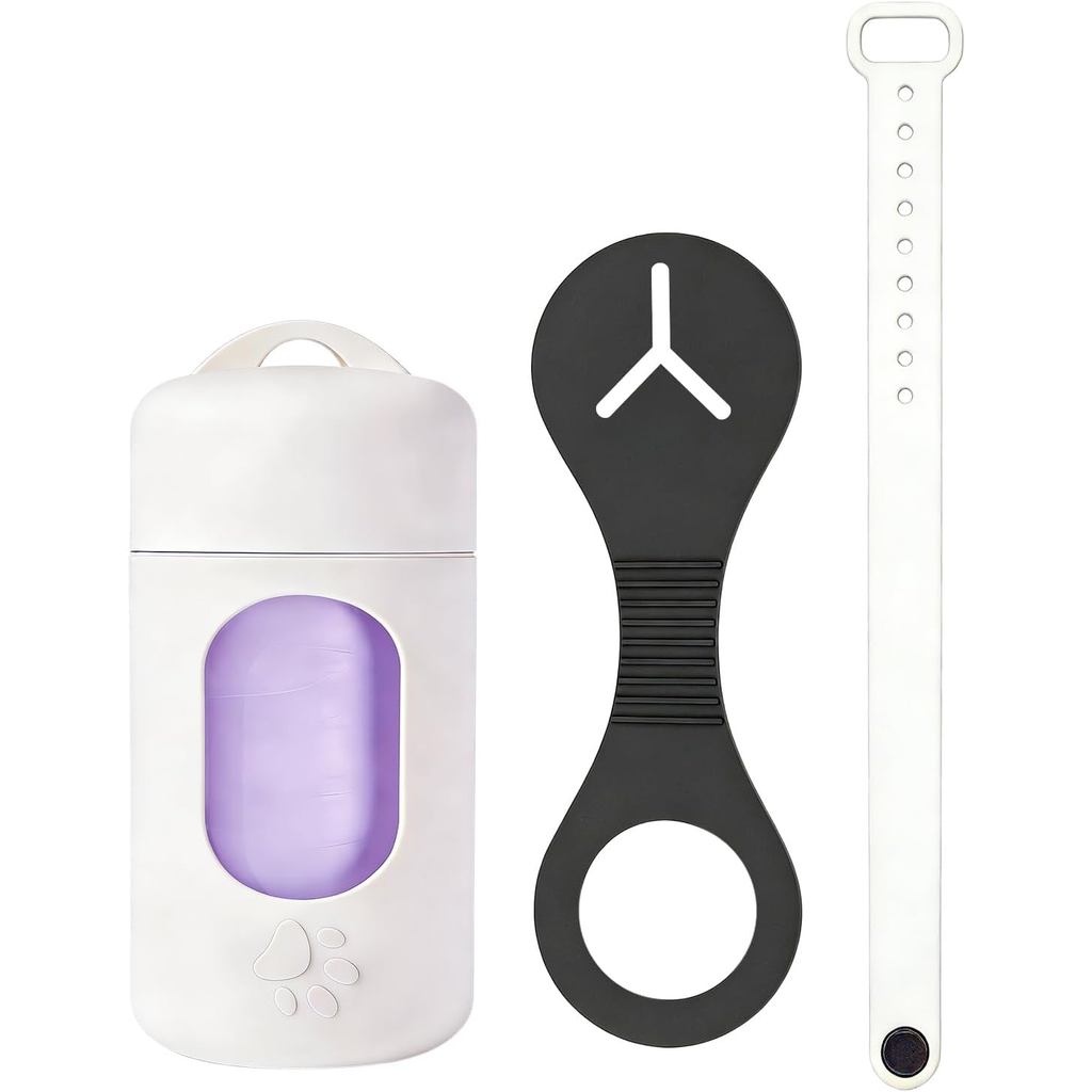 Dog Poop Bag Dispenser with Leash Attachment, Lightweight Portable Pet Waste Bag Holder for Walking, Leak-Proof Poop Bag