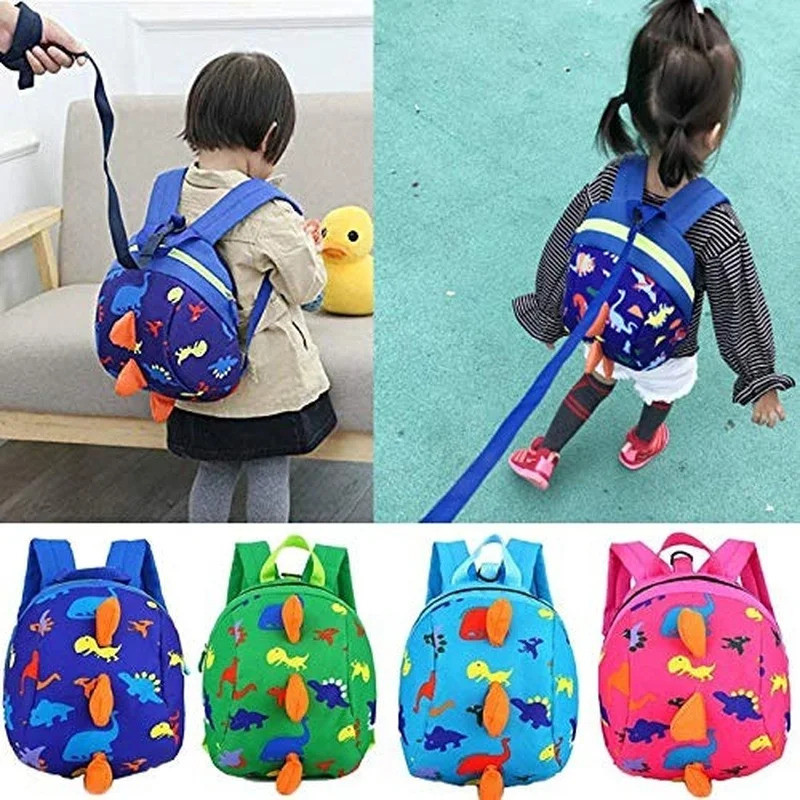 Infant Baby Dinosaur Safety Harness Backpack Toddler Kids Canvas Leash Anti-lost Kindergarten Bag Children Animal School