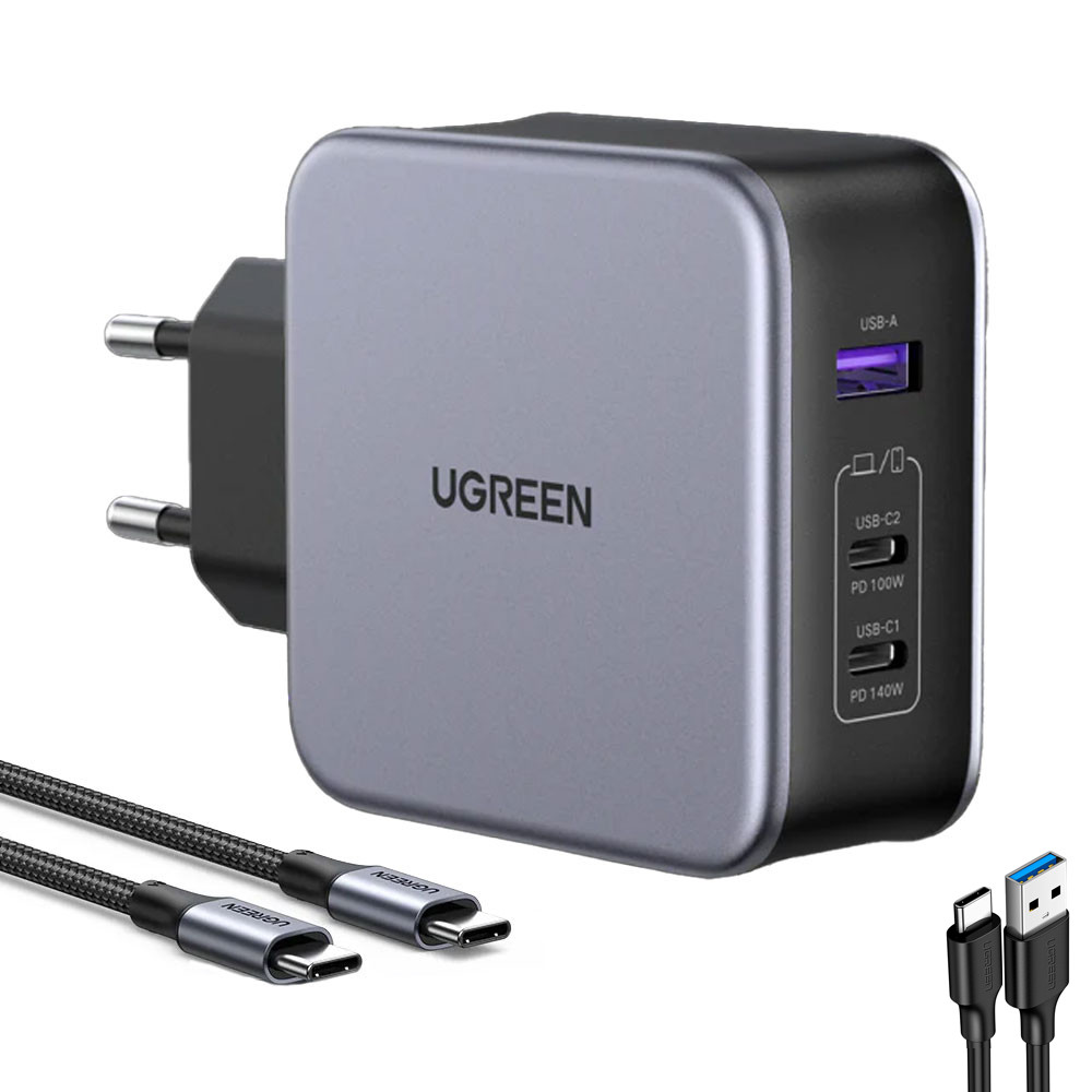 Carregador de Parede Ugreen Usb A/C 140W p/Android Ios + Cabo USB-C (K-5585-3042)