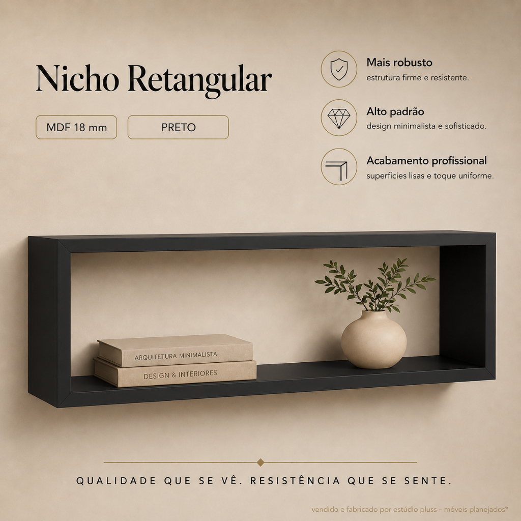 Nicho Retangular 40x20x25 Mdf Decoração