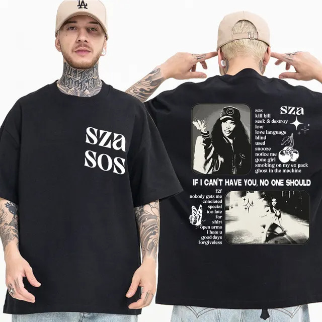 [Camiseta Premium em Algodão Puro]TT Camisa Camiseta Unissex Álbum SOS Blusa SZA Simples Algodao T-shirt Estampada