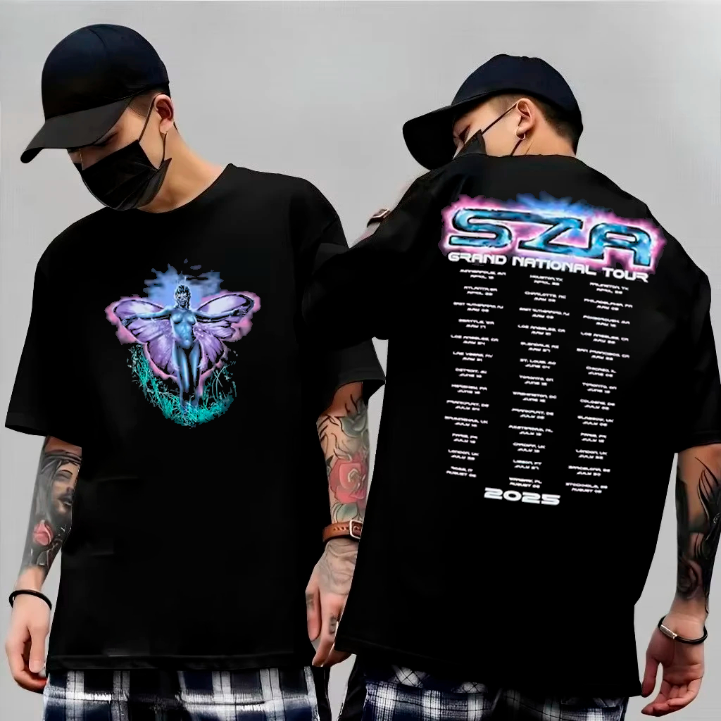 Camiseta Basica e OVERSIZED SZA Grand National Sos Self Care World Tour Graphic Tee Unissex