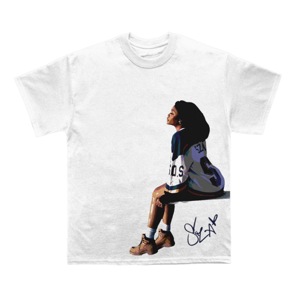 Camiseta Graphic Tees SZA SOS Streetwear Aesthetic Camisa Unissex Branca