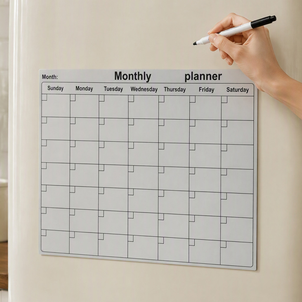 Magnetic Dry Erase Calendar for Refrigerator – Reusable Monthly Planner Whiteboard with Marker Fridge Wall Organizer f