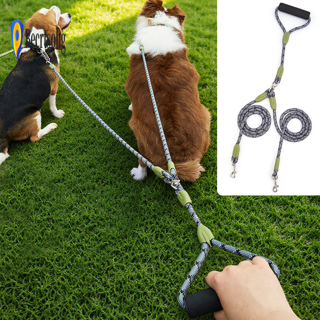Dog Leash with Secure Connection Durable Training Belt Double 360° Swivel Tangle-free Dual Lead Splitter for Medium Dog