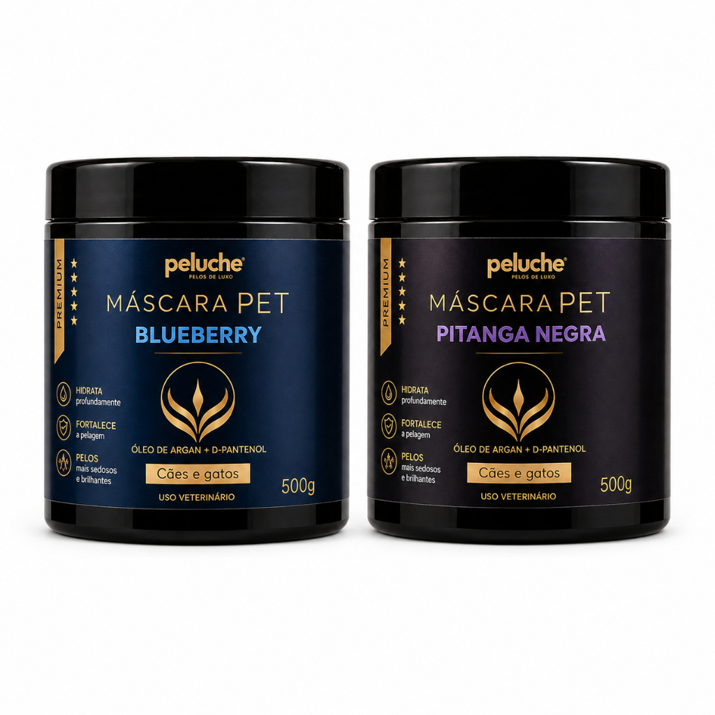 Máscara de Hidratação Pet Peluche Premium 500g Com D-Pantenol Óleo de Argan Cães e Gatos