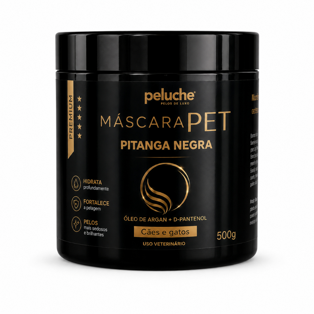 Máscara Hidratação Pet Peluche 500g Pitanga Negra D-Pantenol Óleo Argan Cães e Gatos Premium