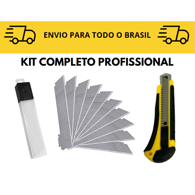 Kit completo 2 Estiletes com 20 laminas / estilete emborrachado / estilete profissional / corte