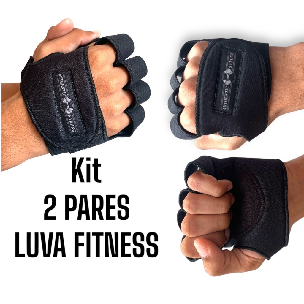 Kit 2 Pares Luva Academia Grip Em Couro Treino Bike CrossFit O Par Qualidade Premium Authentic Strong