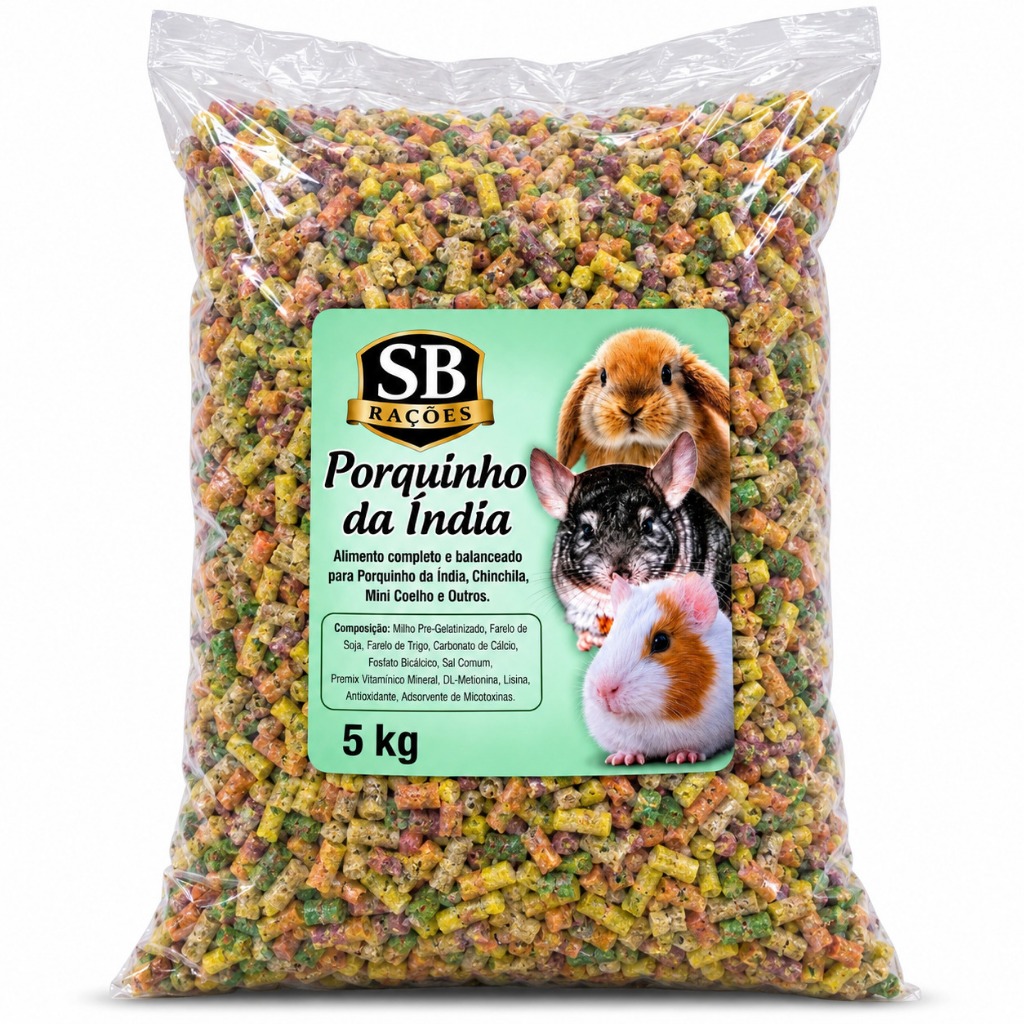 Ração Porquinho da Índia Chinchila Mini Coelho 5kg Alimento Completo SB Rações