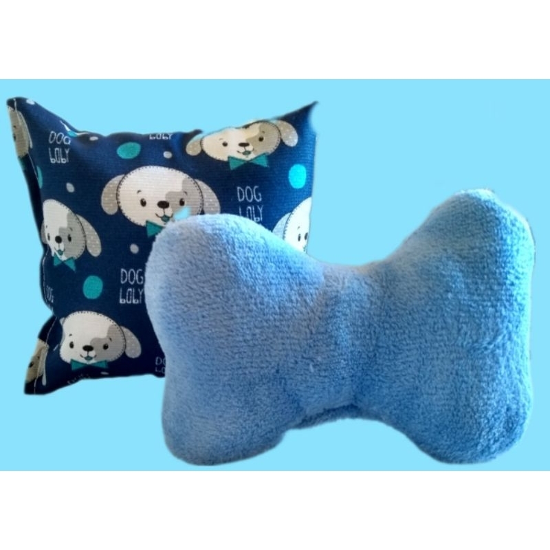 almofada travesseiro osso pet azul 💙