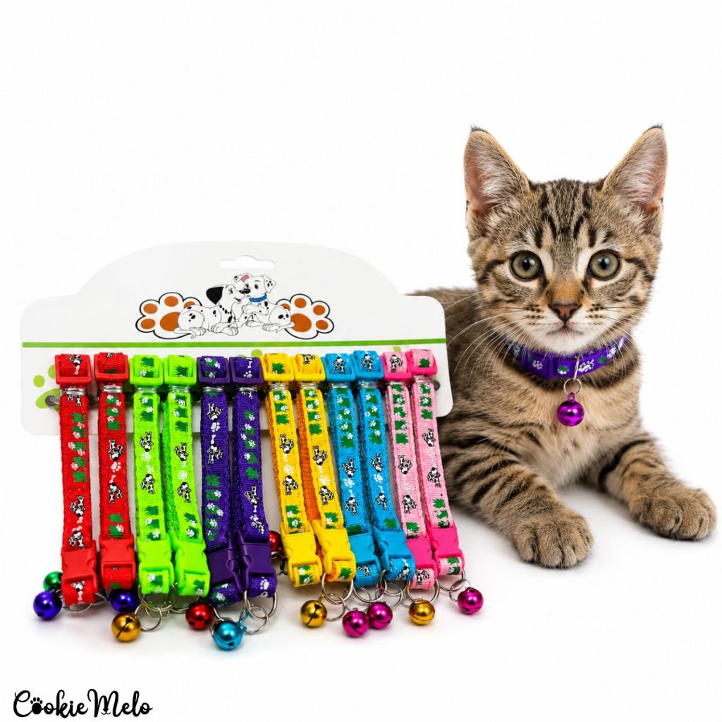Kit 10 Coleira Pet Gato Cachorro Com Guizo Regulável Anti Enforcamento Poliéster Revenda