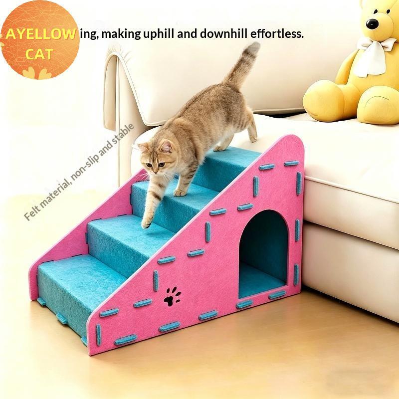 AYellowcat Pet Stairs 3 Etapas Para Cães E Gatos , Rampa Multifuncional Antiderrapante Resistente , Fácil De Limpar Casa