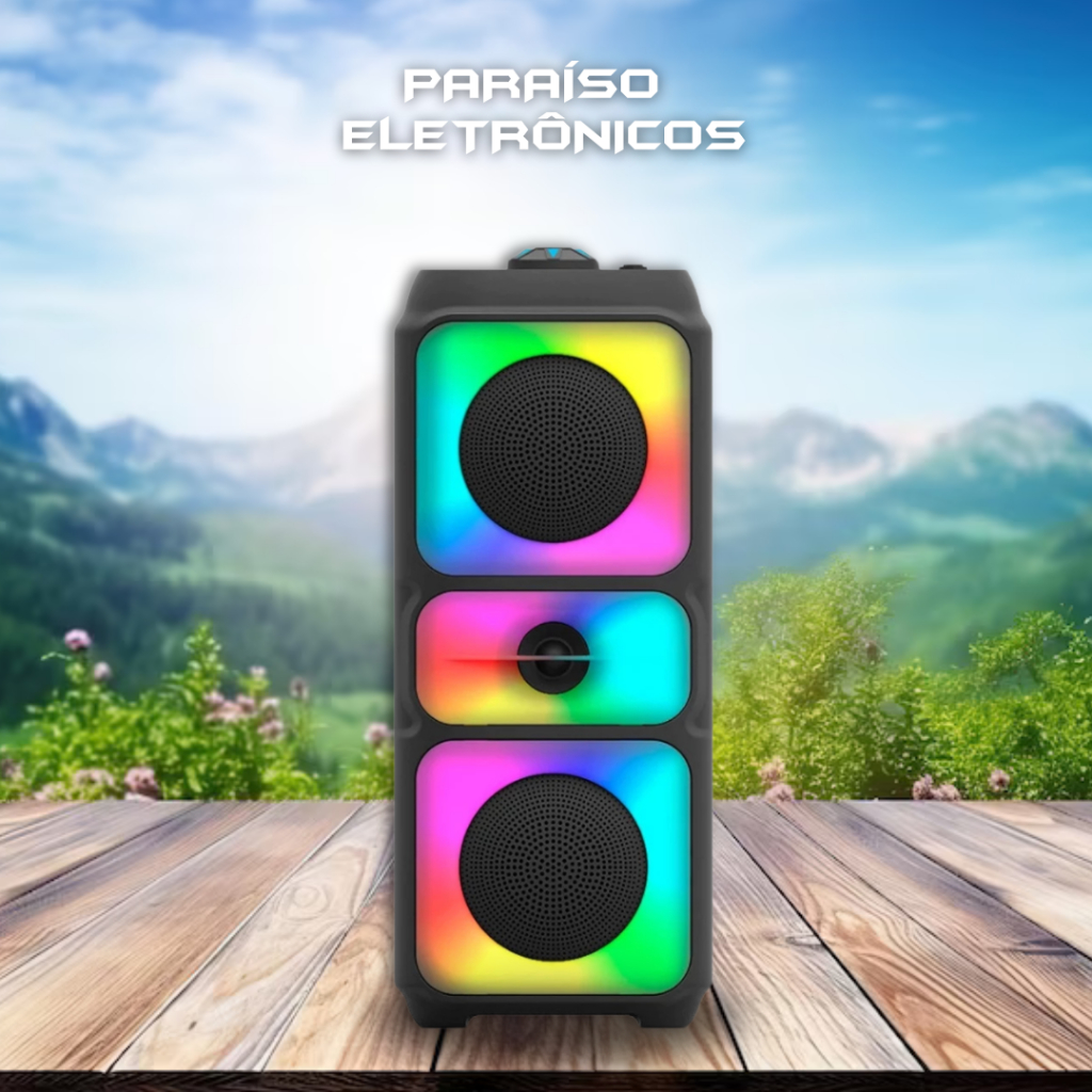 Caixa de Som Bluetooth Com LED Amplificada 30W RGB Portátil com Rádio FM - AL-3629