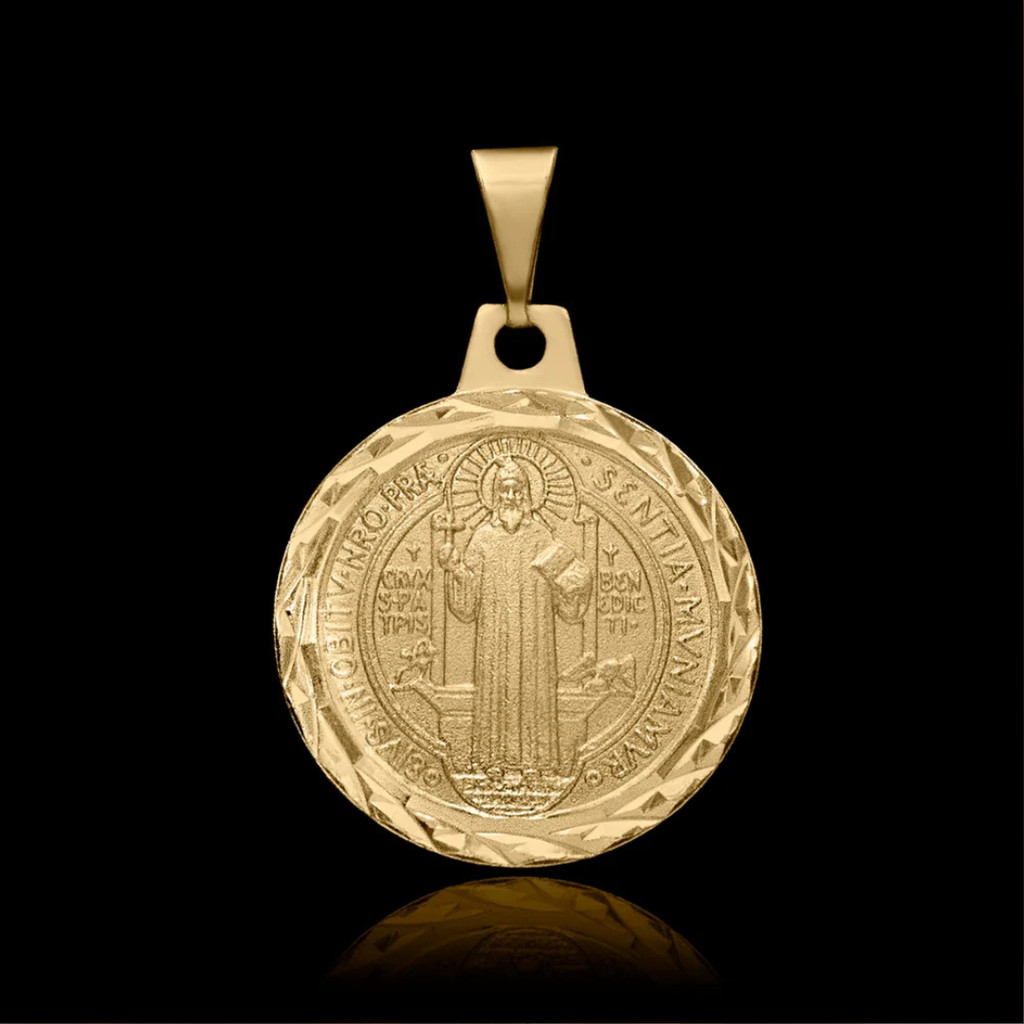Pingente Masculina São Bento 18mm Banhado a Ouro 18k Rei18k Premium