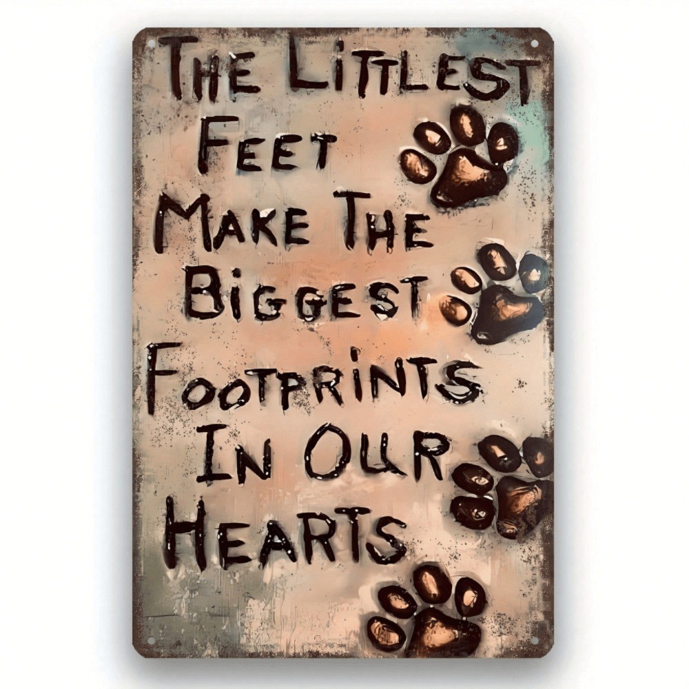 CIFbuy Dog Lover Metal Wall Art Paw Prints Sinal De Coração 8x12