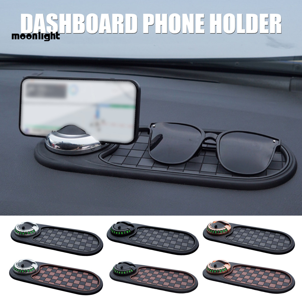 Multifunctional Car Anti-slip Mat with Temporary Parking Number 360° Rotating Dashboard Mobile Phone Holder – Secure
