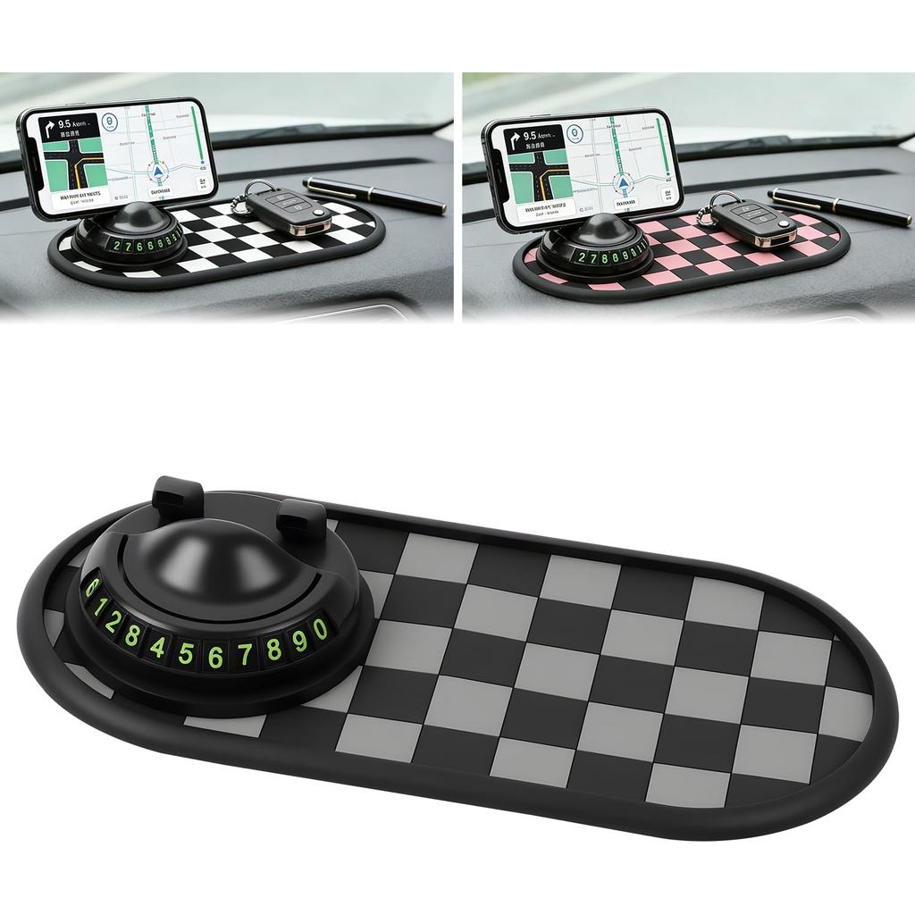 Mobile Phone Bracket Anti-Slip Mat, Multifunction Car Dashboard Mat with Temporary Parking Number, Universal Anti-Slip C