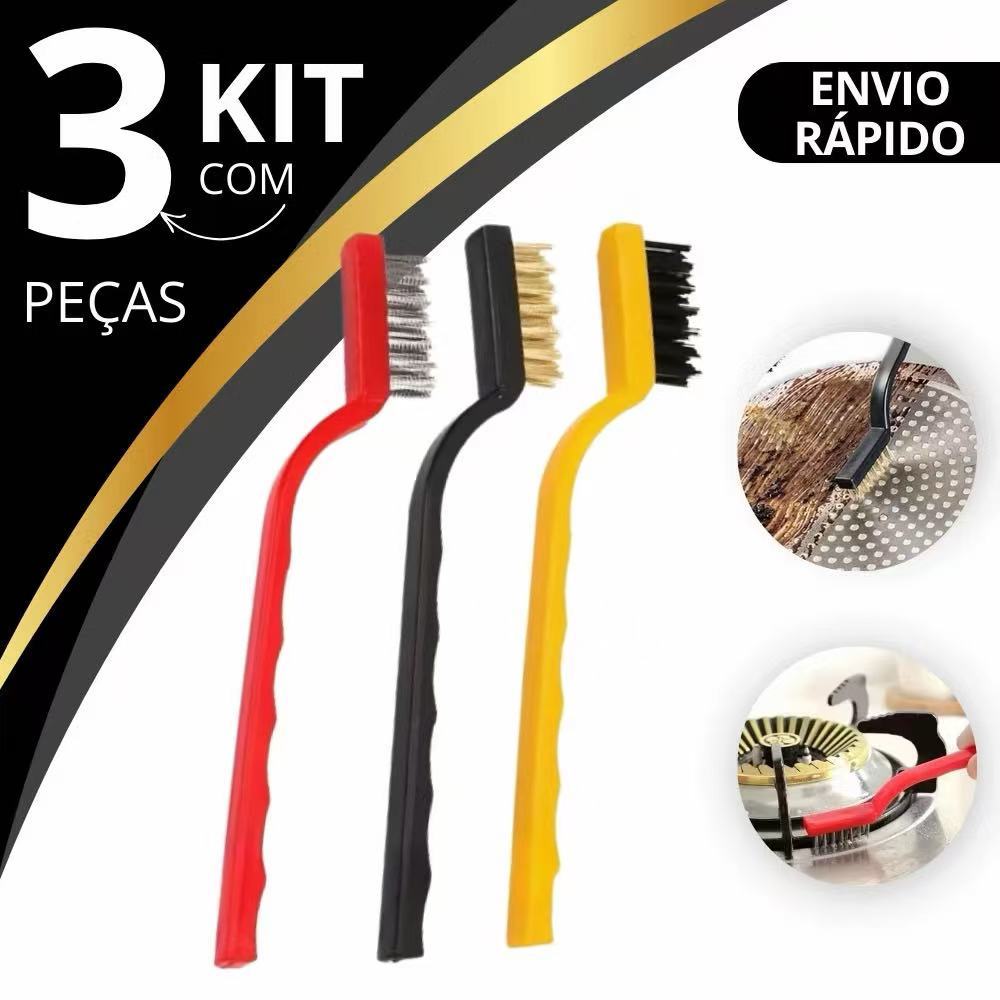 Kit 3 UNIT steel brush for cleaning Multipurpose oven grill stove Steel Brass Nylon