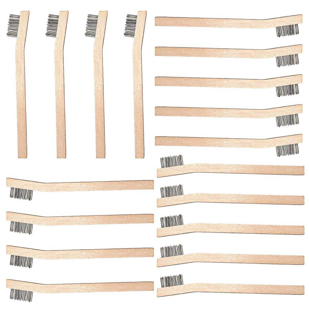 Wood Handle Wire Scratch Brush Sets (18, 18Pack-7.8in Stainless Steel Small Wire Scratch Brushes with Beech Wood Handle)