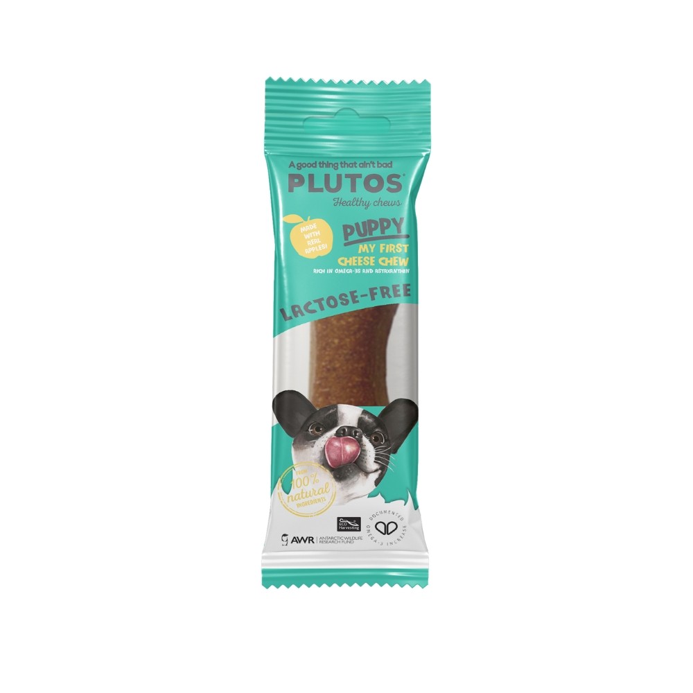 Plutos Puppy Cheese, Apple e Qrill Mordedor Natural para Cães Filhotes - 60gr