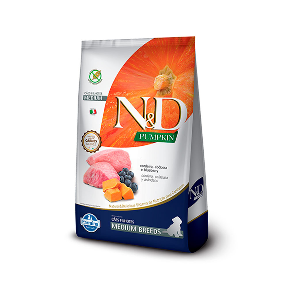 RAÇAO ND PUMPKIN CORDEIRO BLUEBERRY PUPPY MEDIUM 2,5 KG