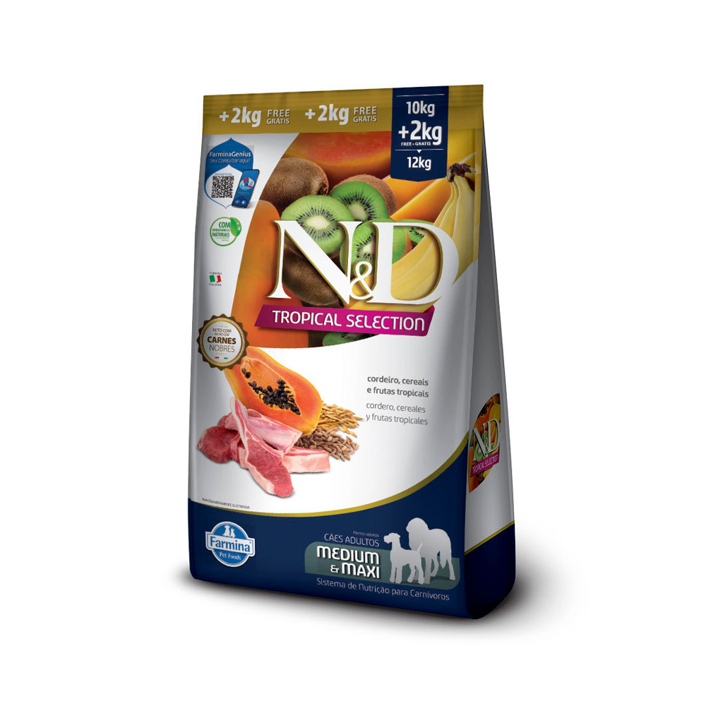RAÇAO ND TROPICAL CORDEIRO PUPPY MED/M 2+0,5KG