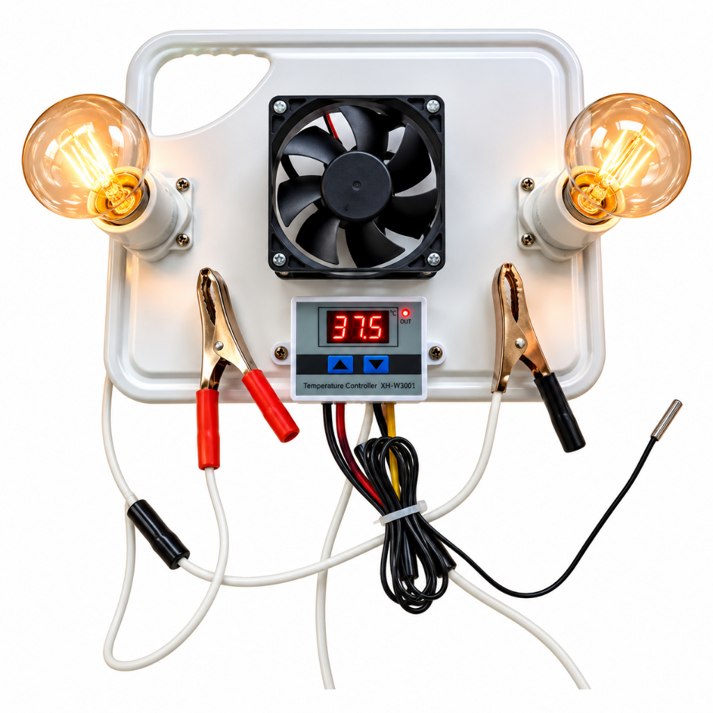 kit Pet completo para aquecimento de chocadeira com termostato cooler fonte 12 volts soquete