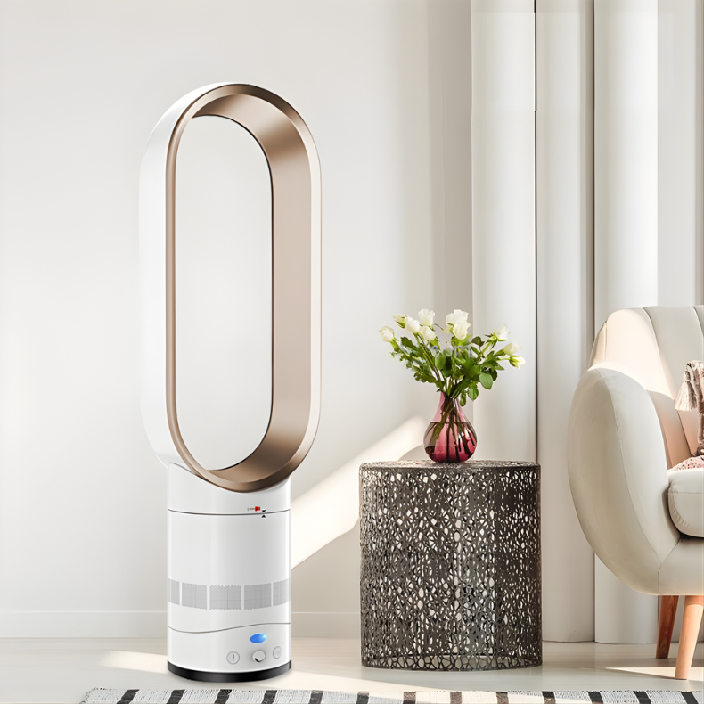Ventilador de Mesa Sem Hélice Torre - Silencioso, Air Multiplier 15X, Oscilação 90°, Seguro para Bebês e Pet