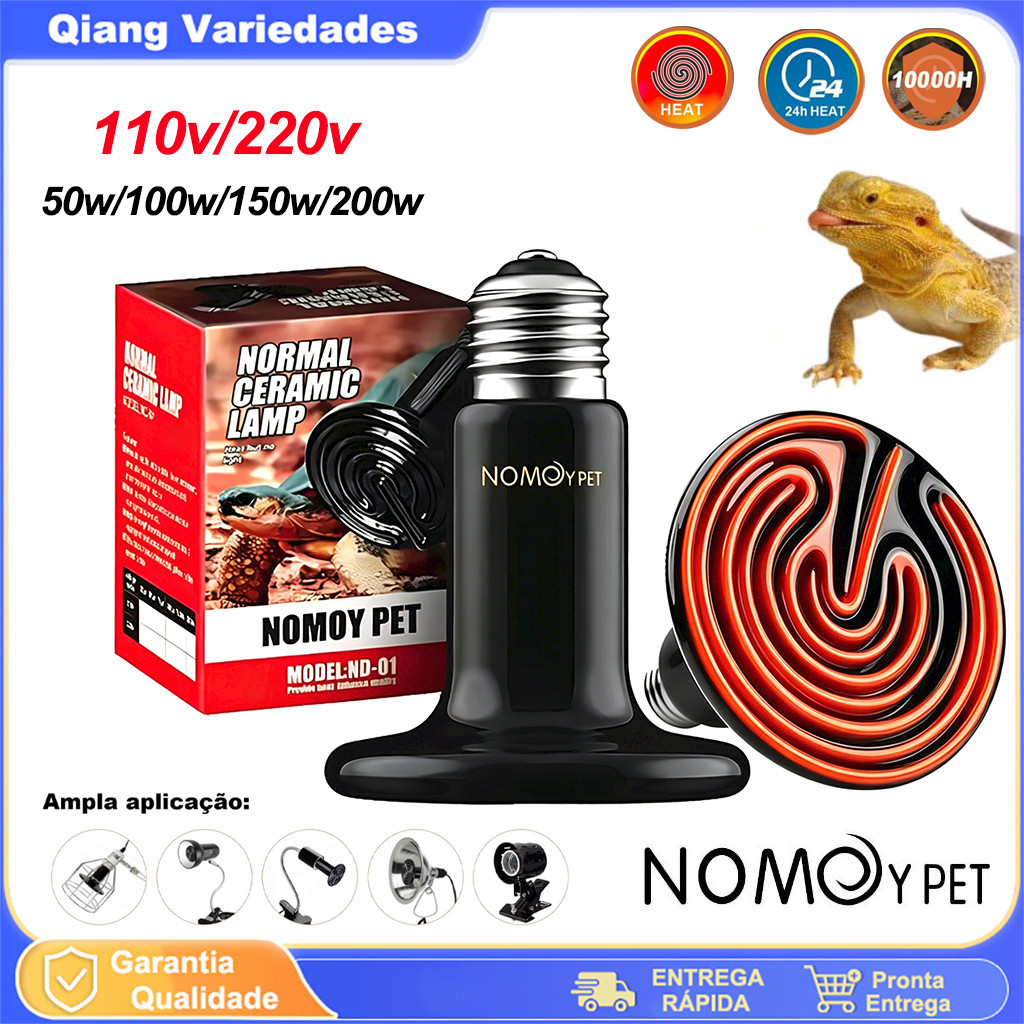 Lâmpada Cerâmica Aquecedor Repteis Aves 110v 220v 200w 150w 100w 50w Aquecimento Terrarios Pet