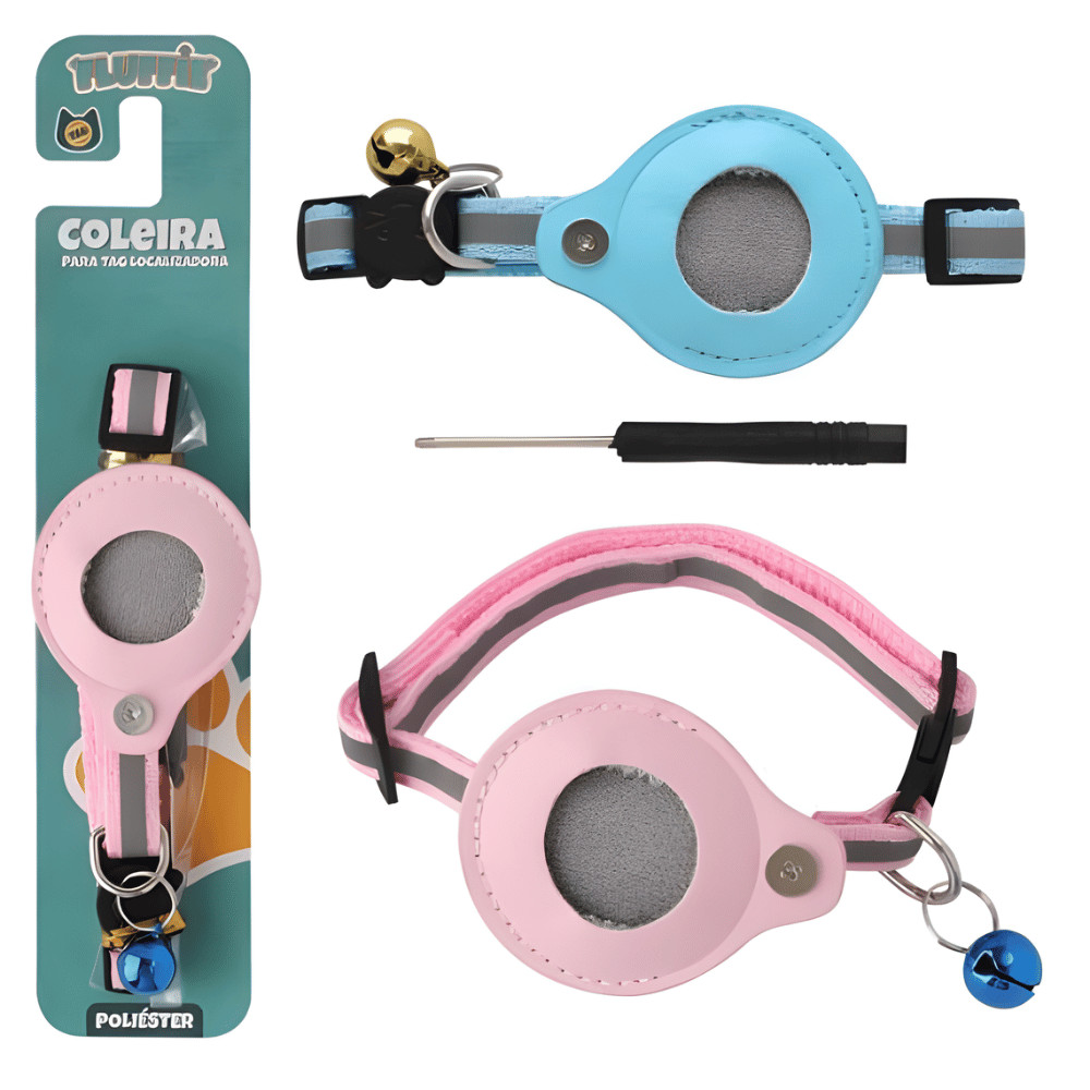 Coleira Pet p/ Tag Localizadora – Cores Sortidas - Fluffie