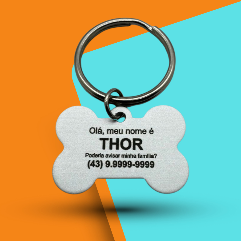 Kit com 2 Tags Pet Personalizadas | Identificação para Cachorro com Nome e Telefone