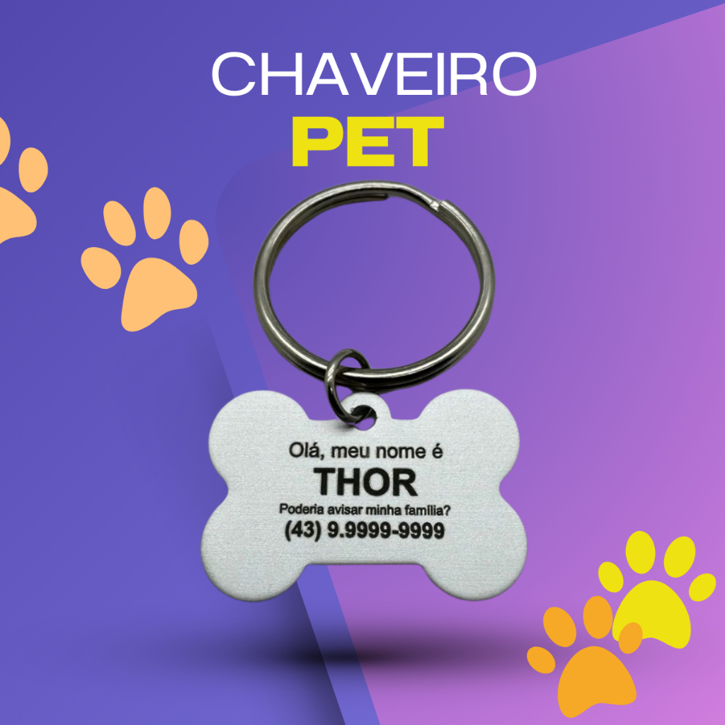 Tag de Identificação Pet Personalizada – Kit 2 Unidades para Coleira de Cachorro com Telefone