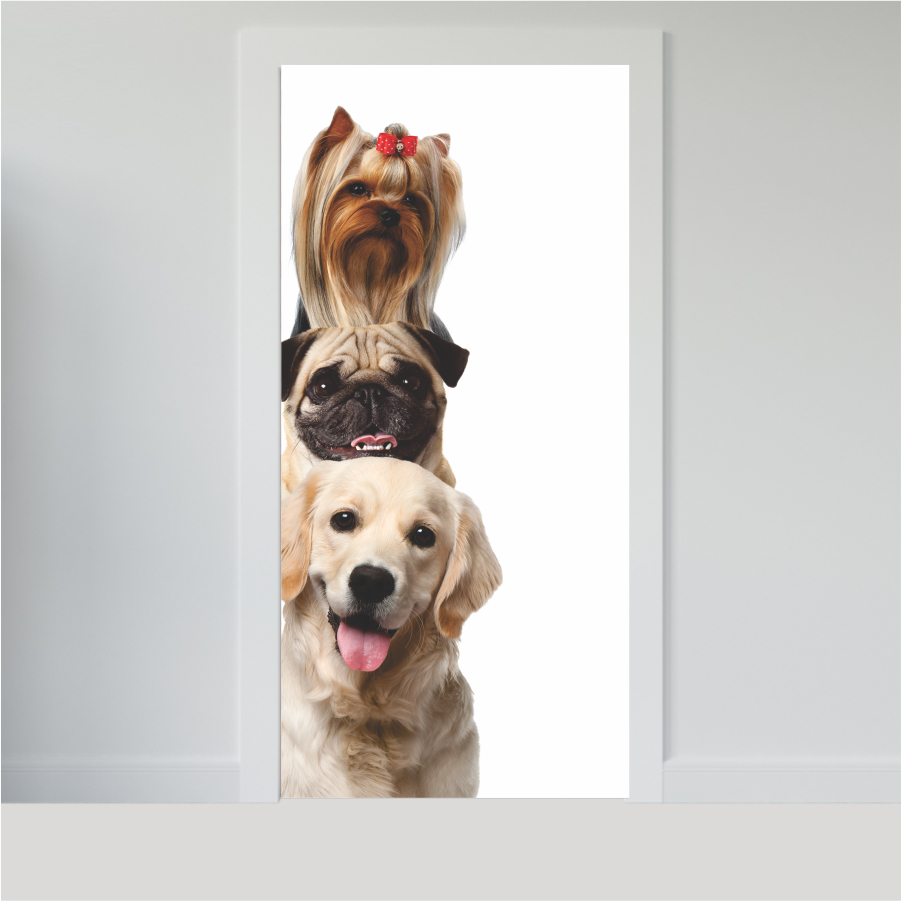 Adesivo para Portas de Madeira ou Vidro Papel de Parede Decoração Cachorro Pet Petshop Veterinario - CACHORRO AN0.003