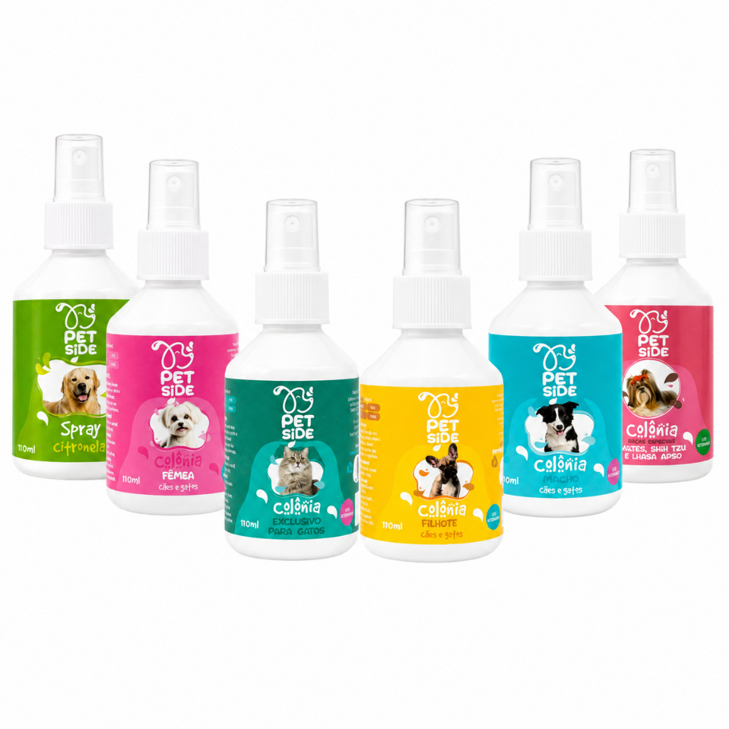 Colônia para Cães e Gatos Spray Perfumado para Cachorro Filhote Fêmea Macho Shitzu Banho Petshop