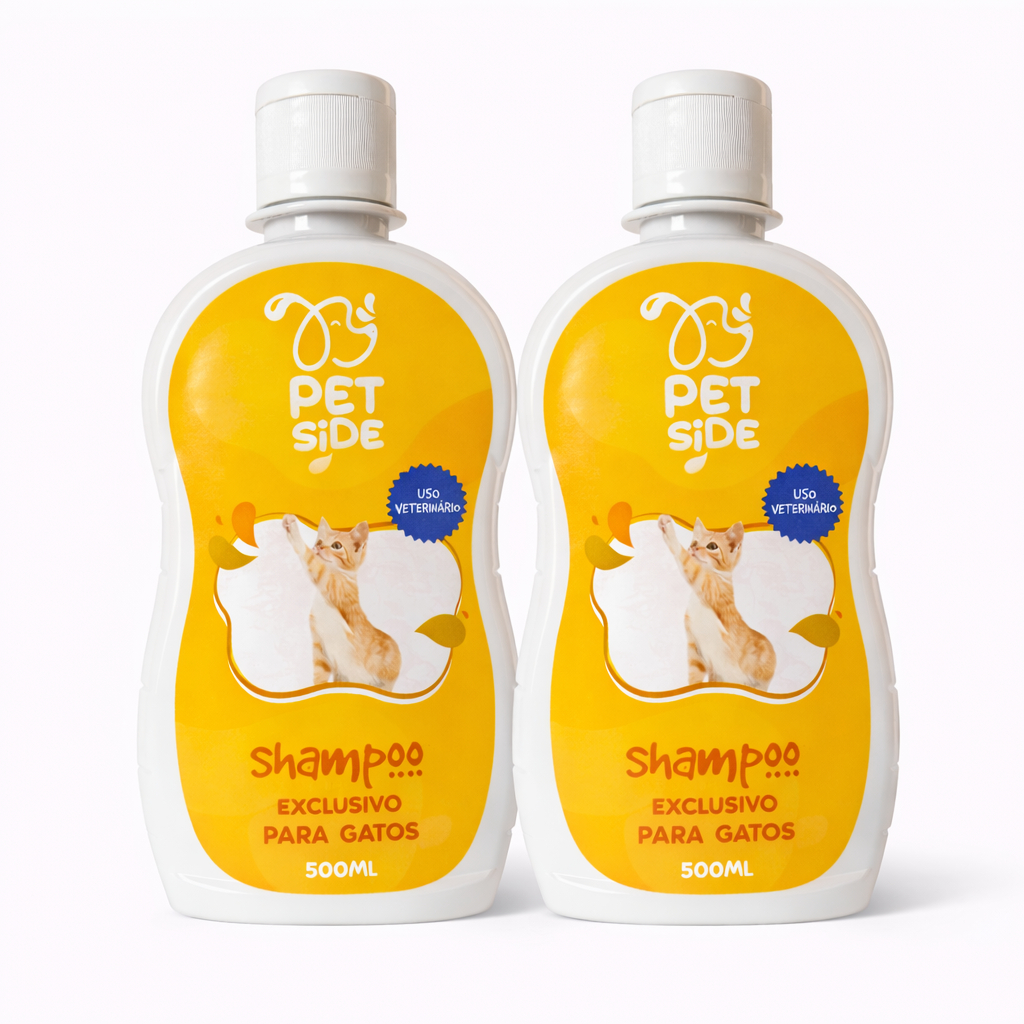 Kit 2 Shampoo para Gatos Petside 500ml Banho Petshop