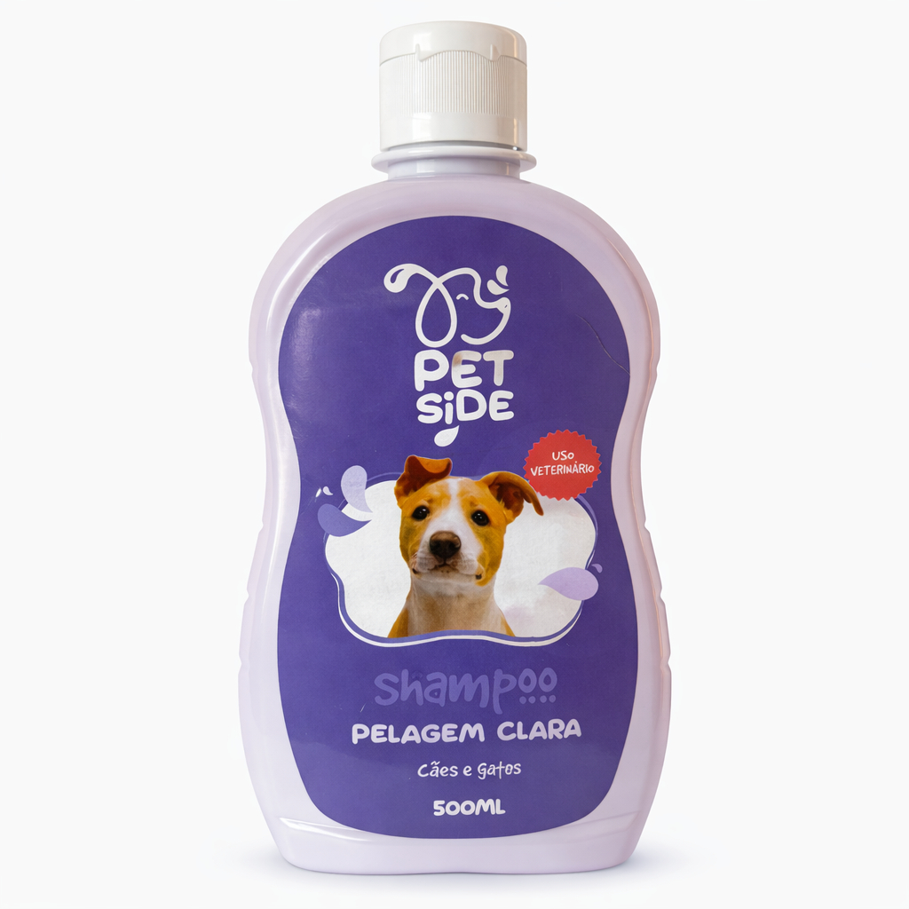 Shampoo Pet para Cachorro e Gato Pelagem Clara PetSide 500ml Banho Petshop