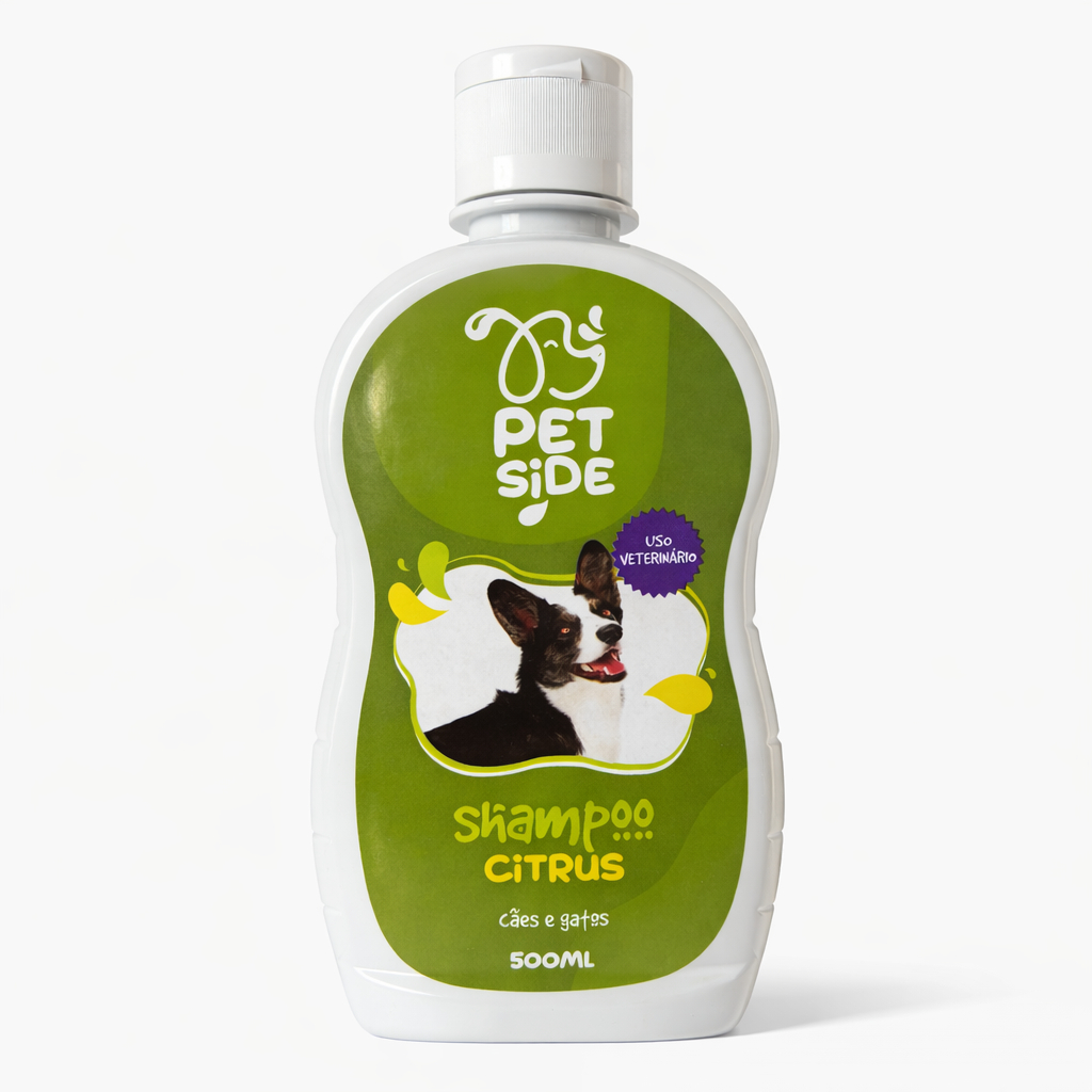 Shampoo Refrescante Citrus para Cães e Gatos PetSide 500ml Banho Petshop