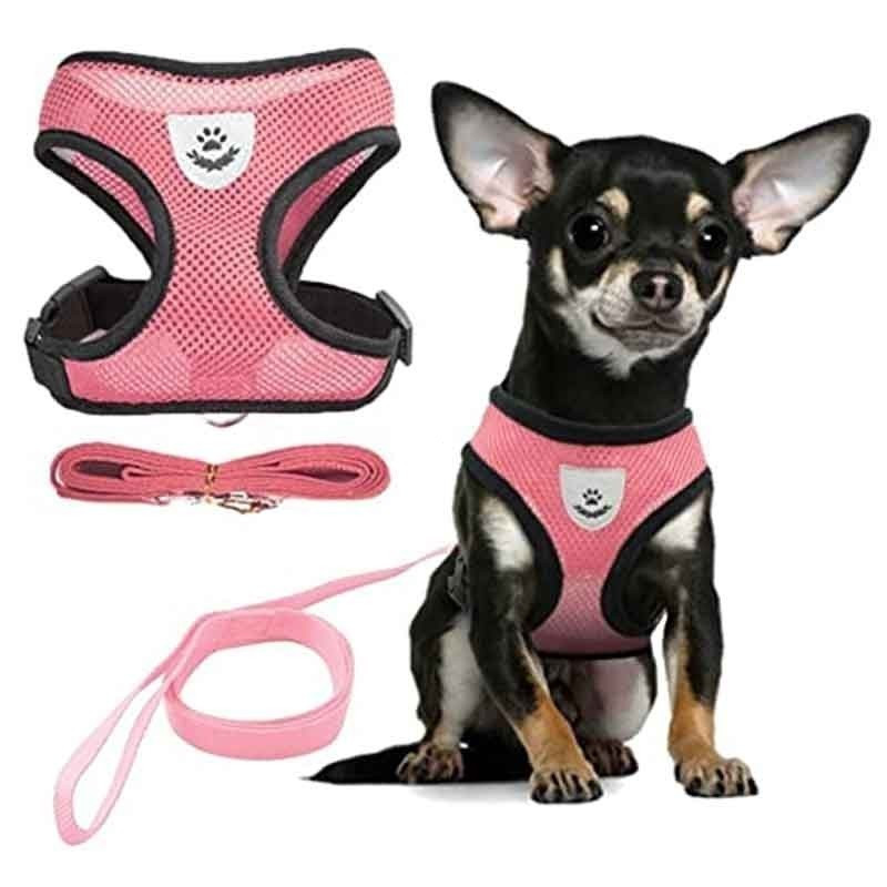 Cat Harness and Leash for Walking Dog Adjustable Vest Walking Lead Leash for Puppy Dogs Collar Polyester Mesh Harness&*-