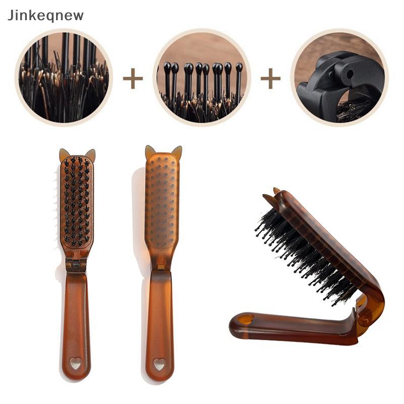 Escova De Cabelo Com Cerdas De Javali JNBR Cat Ear-Portátil Dobrável Para Estilo E Massagem Em Viagens JIN