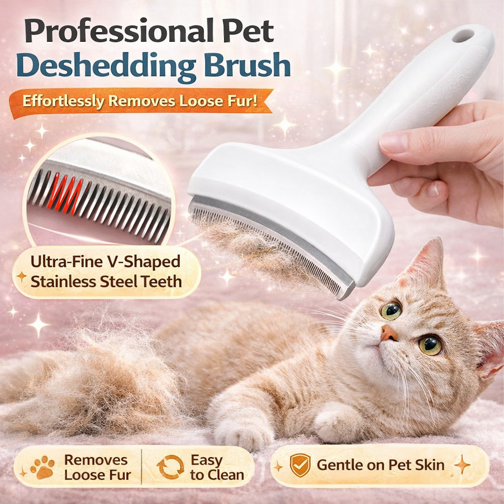 Pet Deshedding Comb Cat Grooming Escova Removedor De Subpêlo Dupla Face Para Cabelos Curtos E Longos