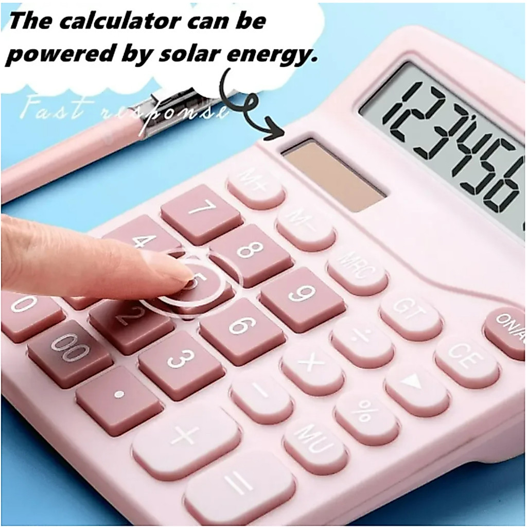 Calculadora Mesa 12 Dígitos Eletrônica Digital Solar Display Preto Escritório Escolar K17