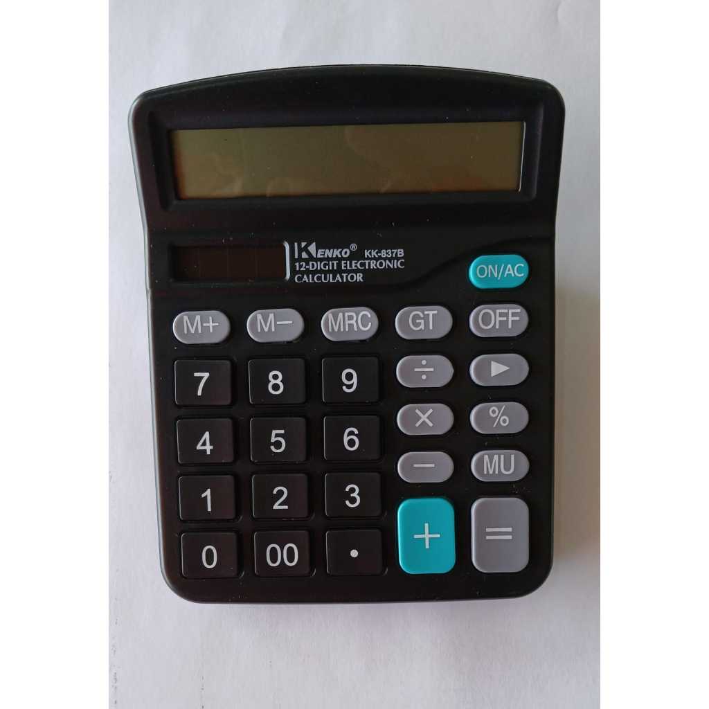 Calculadora Mesa 12 Dígitos Eletrônica Digital Solar Display Preto Escritório Escolar 837B