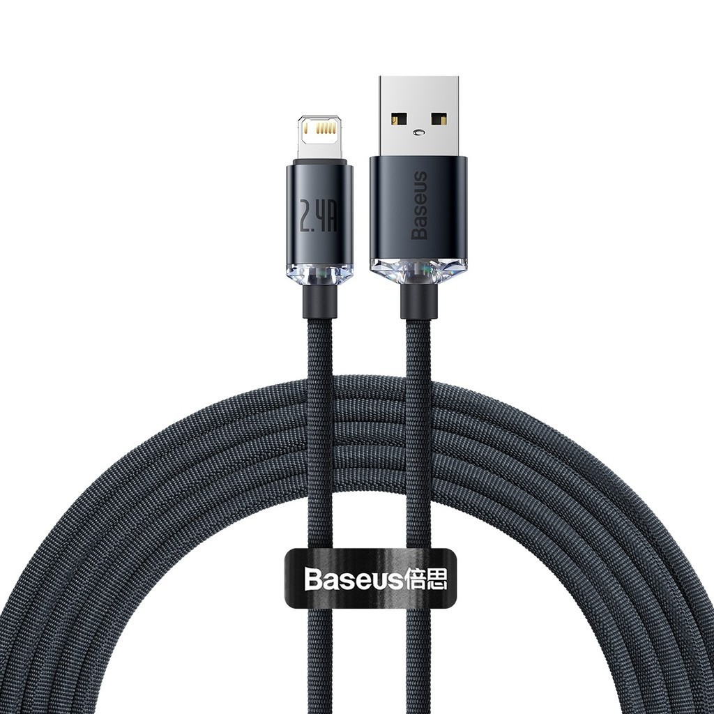 Cabo Usb P/ Lightning Baseus Crystal Shine 2.4a 2m iPhone X 11 12 13 14 Pro Max Resistente